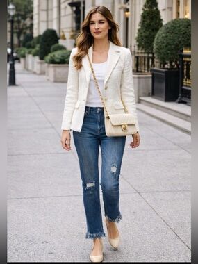 Free People Distressed Jeans Womens 28 Raw Hem Ankle Skinny Medium Wash Stretch